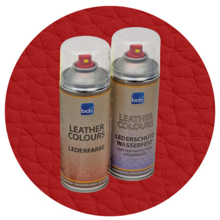 Lederfarbe mit TopClear in RAL 3003 Rubinrot